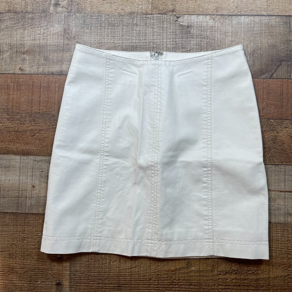 Free People Cream Faux Leather Mini Skirt size 2